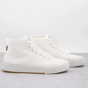 Levi's hi top canvas tab logo shoe in white